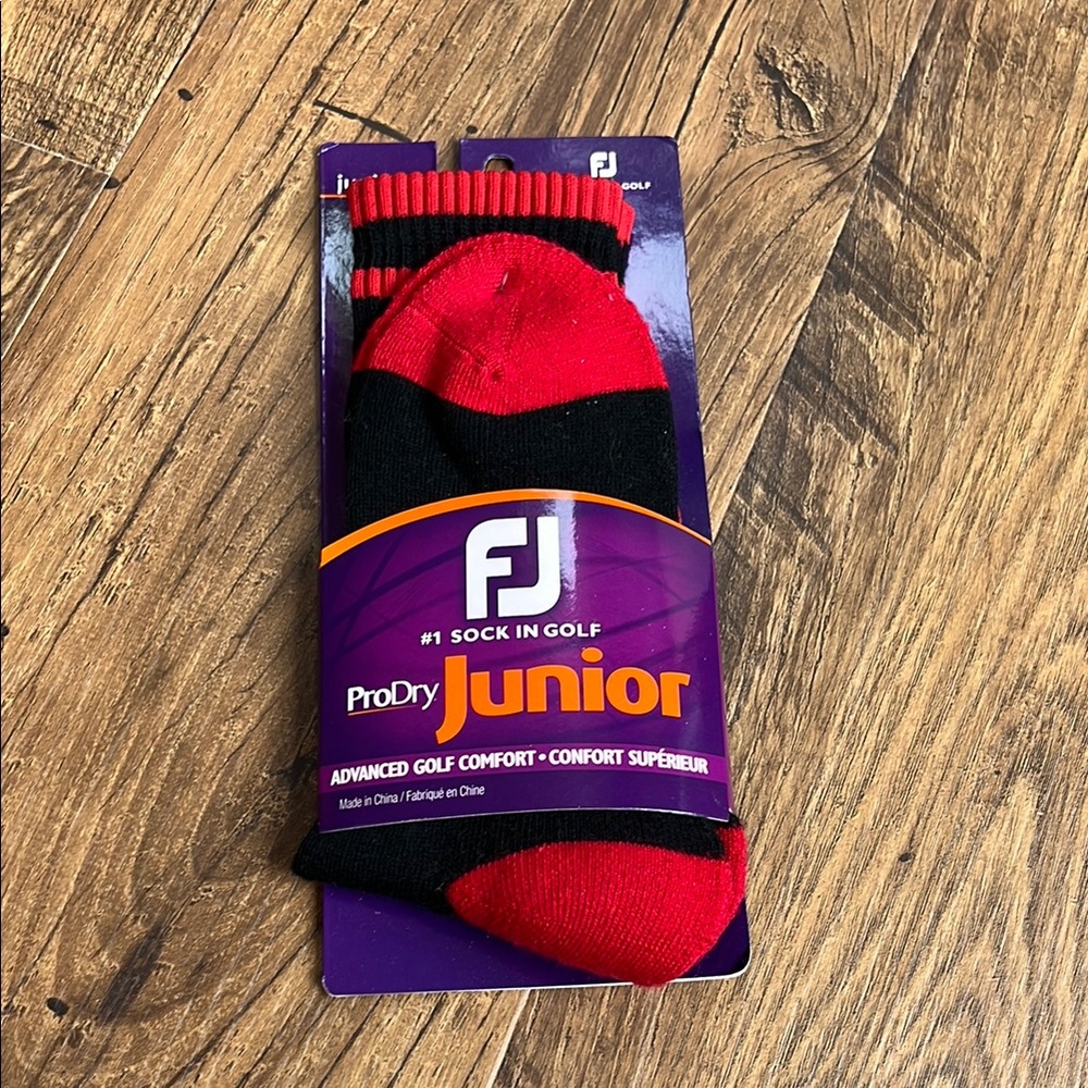 Foot Joy / ProDry Crew Junior Red & Black 4-8 shoe size NWT